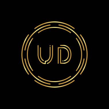 İlk UD Logosu Yaratıcı Tipografi Vektör Şablonu. Dijital Soyut Harf UD Logo Tasarımı