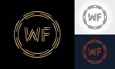 Creative Letter WF Logo Creative Typography Vector Template. Abstract Circle Letter WF Logo Design. vector