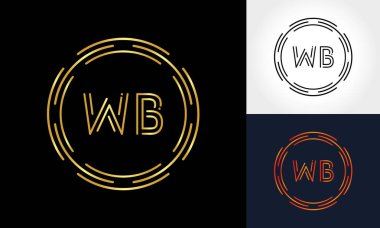 Yaratıcı Harf WB Logo Yaratıcı Tipografi Vektör Şablonu. Soyut Çember Harf Logo Tasarımı.
