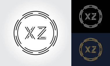 İlk XZ harfi Logo Tasarım Şablonu. Soyut Çember Harf Harfi Logo Tasarımı.