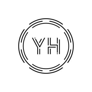 Başlangıç YH Logo Tasarım Vektör Şablonu. Creative Circle Letter YH Business Logo Vektörü İllüstrasyonu