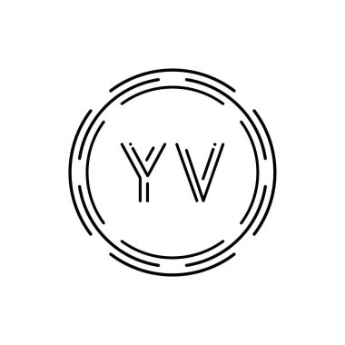 İlk YV Logo Tasarım Vektör Şablonu. Creative Circle Letter YV Business Logo Vektörü İllüstrasyonu