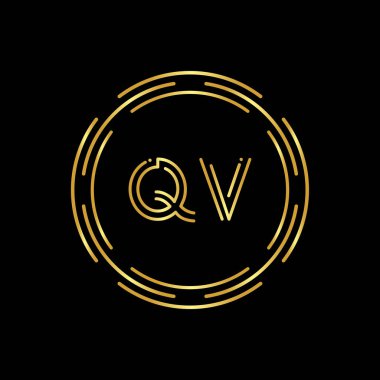 İlk Harf QV Logo Tasarım Vektör Şablonu. Dijital Soyut Çember QV Harf Logo Tasarımı
