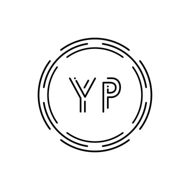 İlk YP Logo Tasarım Vektör Şablonu. Creative Circle Letter YP Business Logo Vektörü İllüstrasyonu