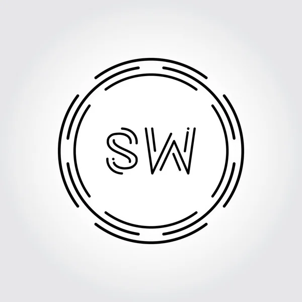 初期のSwロゴデザインクリエイティブタイポグラフィベクトルテンプレート デジタルアブストラクトレターSwロゴベクトルイラスト — ストックベクタ
