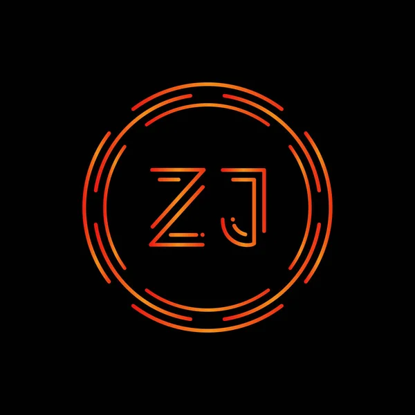 初期Zjロゴデザインベクターテンプレート Digital Circle Letter Zjビジネスロゴベクトルイラスト — ストックベクタ