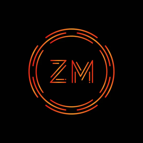 初期Zmロゴデザインベクトルテンプレート デジタルサークルレターZmビジネスロゴベクトルイラスト — ストックベクタ