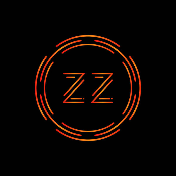 Initial ZZ Logo Design Vector Template. Digital Circle Letter ZZ Business Logo Vector Illustration