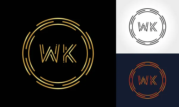 创意信Wk标志创意字体矢量模板 摘要圆字母Wk标志设计 — 图库矢量图片