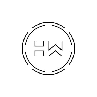 HW Logo Tasarım Vektör Şablonu. İlk Çember Harf HW Vektör İllüstrasyonu