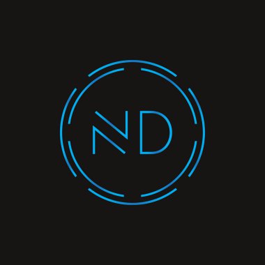İlk Harf ND Logo Tasarım Vektör Şablonu. Dijital Soyut ND Harf Logosu Tasarımı