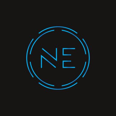 Baş harf NE Logo Tasarım Vektör Şablonu. Dijital Soyut NE Harf Logosu Tasarımı