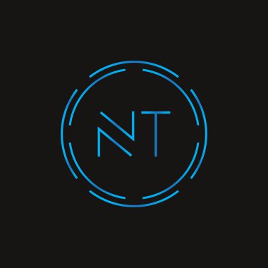 İlk Harf NT Logo Tasarım Vektör Şablonu. Dijital Soyut NT Harf Logosu Tasarımı