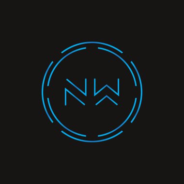 İlk Harf NW Logo Tasarım Vektör Şablonu. Dijital Soyut NW Harf Logosu Tasarımı