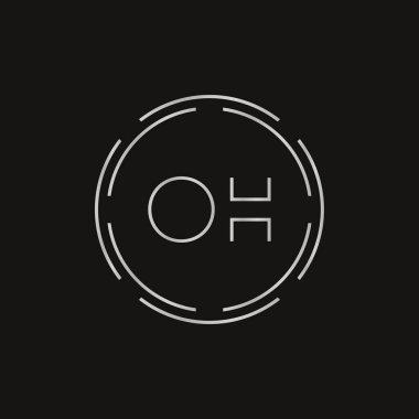 İlk Monogram Harf OH Logo Tasarım Vektör Şablonu. Dijital Teknoloji OH Letter Logo Tasarımı