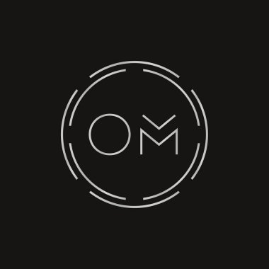 İlk Monogram Harf OM Logo Tasarım Vektör Şablonu. Dijital Teknoloji OM Harf Logosu Tasarımı