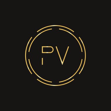 İlk Harf PV Logo Tasarım Vektör Şablonu. PV Harf Logosu Tasarımı