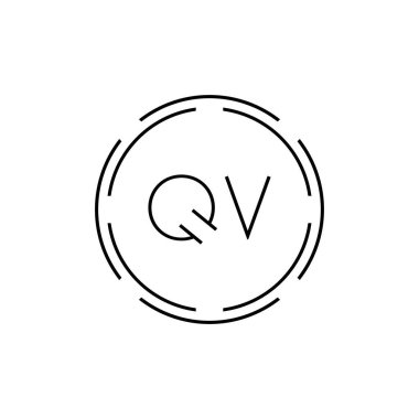 İlk Harf QV Logo Tasarım Vektör Şablonu. Dijital Soyut Çember QV Harf Logo Tasarımı