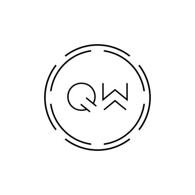 İlk Harf QW Logo Tasarım Vektör Şablonu. Dijital Soyut Çember QW Harf Logo Tasarımı