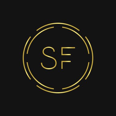 İlk SF Logo Tasarımı Yaratıcı Tipografi Vektör Şablonu. Dijital Soyut Harf SF Logo Vektörü İllüstrasyonu
