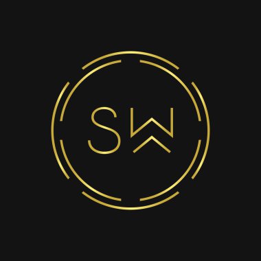 İlk SW Logo Tasarımı Yaratıcı Typography Vector Şablonu. Dijital Soyut Harf SW Logo Vektörü İllüstrasyonu
