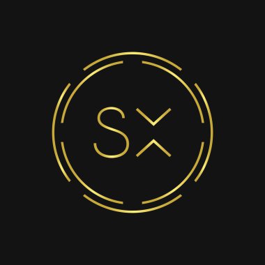 İlk SX Logo Tasarım Yaratıcı Tipografi Vektör Şablonu. Dijital Soyut Harf SX Logo Vektörü İllüstrasyonu
