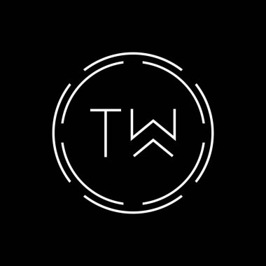 İlk Harf TW Logo Yaratıcı Tipografi Vektör Şablonu. Çember Harf TW Logo Tasarımı