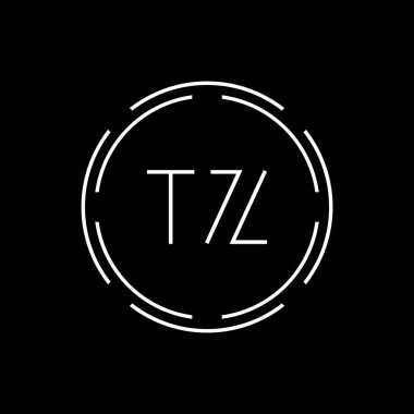 İlk Harf TZ Logo Yaratıcı Tipografi Vektör Şablonu. Çember Harf TZ Logo Tasarımı