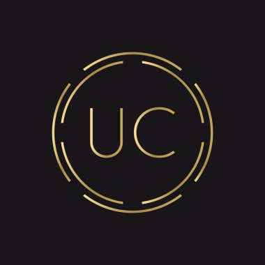 İlk UC Logosu Yaratıcı Tipografi Vektör Şablonu. Dijital Soyut Harf UC Logo Tasarımı