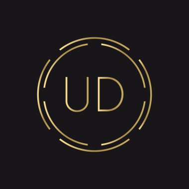 İlk UD Logosu Yaratıcı Tipografi Vektör Şablonu. Dijital Soyut Harf UD Logo Tasarımı