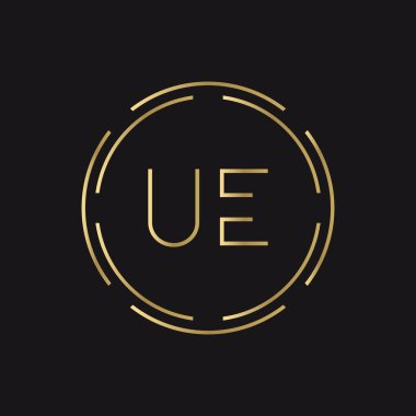 İlk UE Logo Yaratıcı Tipografi Vektör Şablonu. Dijital Soyut Harf UE Logo Tasarımı