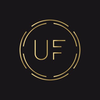 İlk UF Logosu Yaratıcı Tipografi Vektör Şablonu. Dijital Soyut Harf UF Logo Tasarımı
