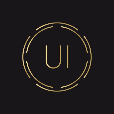 İlk UI Logo Yaratıcı Tipografi Vektör Şablonu. Dijital Soyut Harf UI Logo Tasarımı