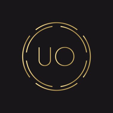 İlk UO Logo Yaratıcı Tipografi Vektör Şablonu. Dijital Soyut Harf UO Logo Tasarımı