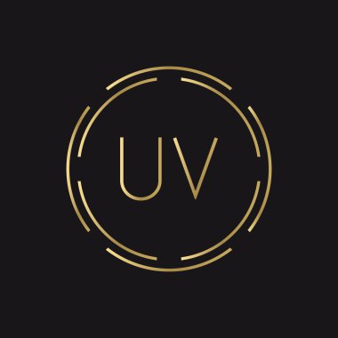 İlk UV Logosu Yaratıcı Tipografi Vektör Şablonu. Dijital Soyut Harf UV Logo Tasarımı