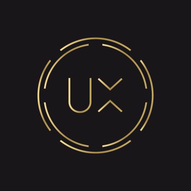 İlk UX Logo Yaratıcı Tipografi Vektör Şablonu. Dijital Soyut Harf UX Logo Tasarımı