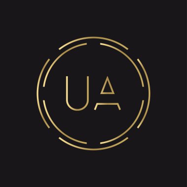İlk UA logosu yaratıcı tipografi vektör şablonu. Dijital Soyut Harf UA Logo Tasarımı