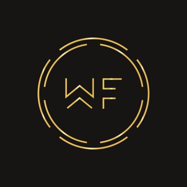 Yaratıcı Harf WF Logosu Yaratıcı Tipografi Vektör Şablonu. Soyut Çember Harf WF Logo Tasarımı.