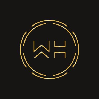 Yaratıcı Harf WH Yaratıcı Tipografi Vektör Şablonu. Soyut Çember Harf WH Logo Tasarımı.