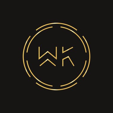 Yaratıcı Harf WK Logo Yaratıcı Tipografi Vektör Şablonu. Soyut Çember Harf WK Logo Tasarımı.