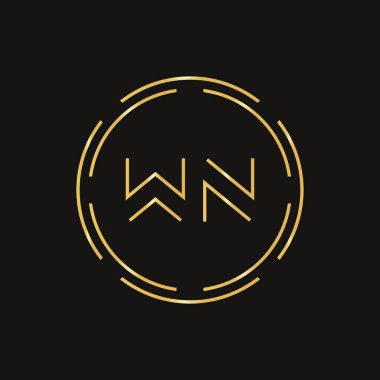Yaratıcı Letter WN Logo Yaratıcı Tipografi Vektör Şablonu. Soyut Çember Harfler WN Logo Tasarımı.