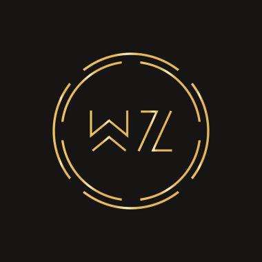Yaratıcı Harf WZ Logo Yaratıcı Tipografi Vektör Şablonu. Soyut Çember Harf WZ Logo Tasarımı.