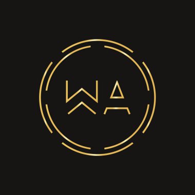 Yaratıcı Letter WA Logo Yaratıcı Tipografi Vektör Şablonu. Soyut Çember Harf WA Logo Tasarımı.