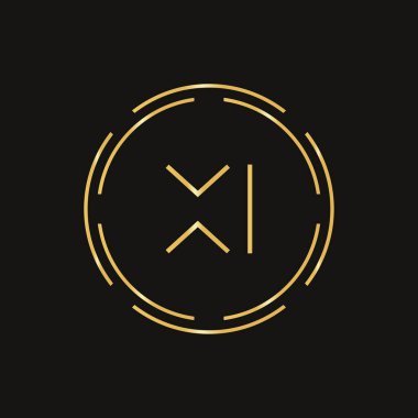 İlk XI harfi Logo Tasarım Şablonu. Soyut Çember Harf XI Logo Tasarımı.