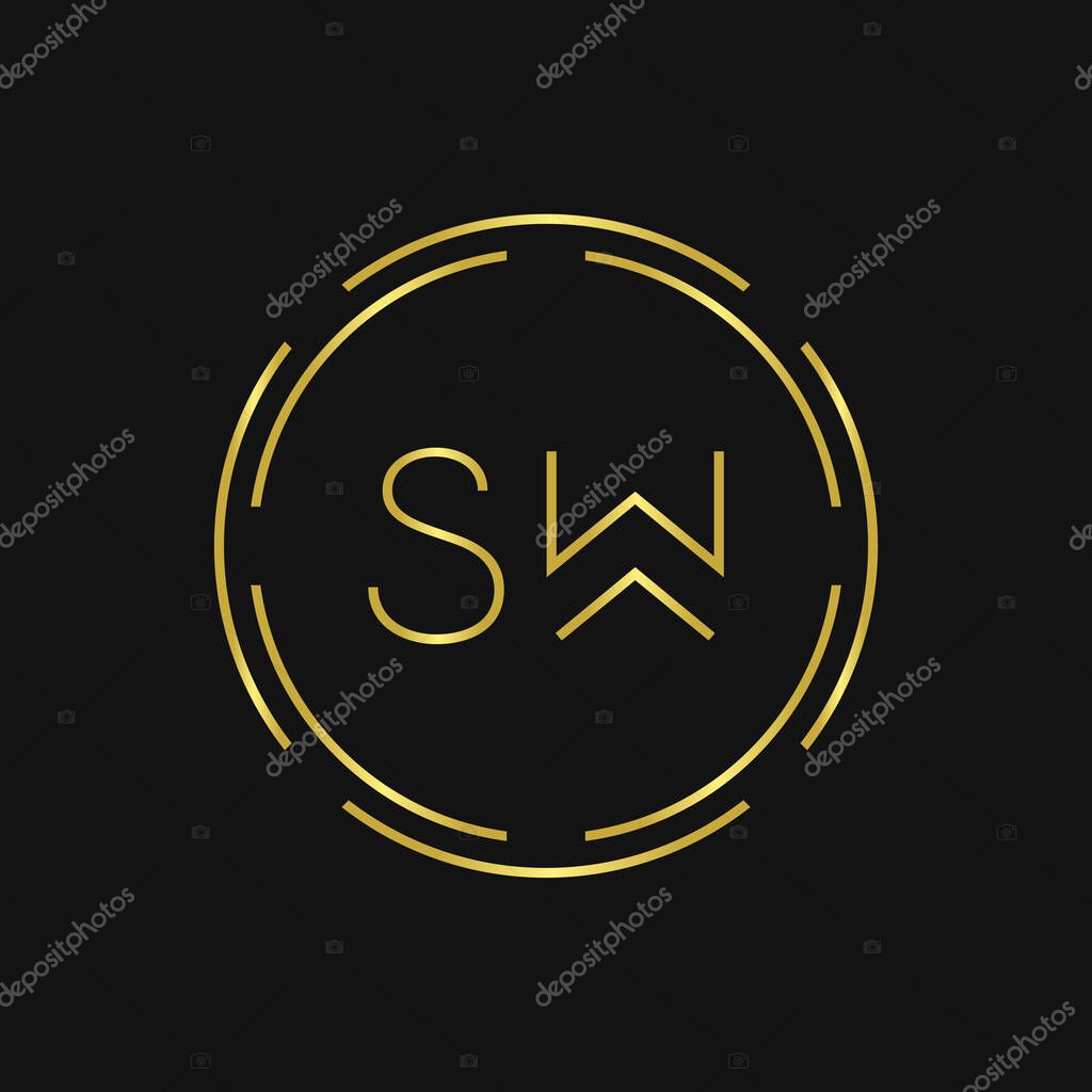 Initial SW Logo Design Creative Typography Vector Template. Digital Abstract Letter SW Logo Vector Illustration