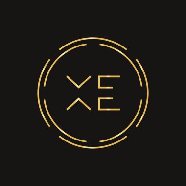 İlk XE harfi Logo Tasarım Şablonu. Soyut Çember Harf XE Logo Tasarımı.