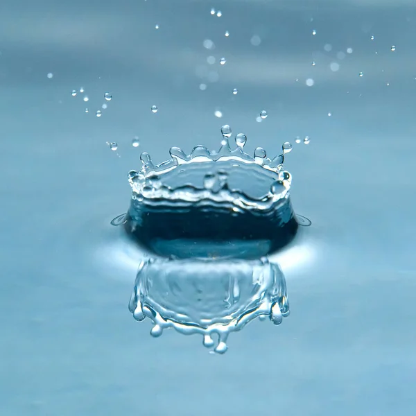 Beautiful splash of water drop on water surface, macro photo