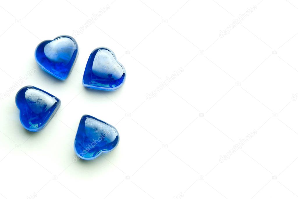Glass heart blue on the white perfect for San Valentin, lovers, weddings and just great feeling