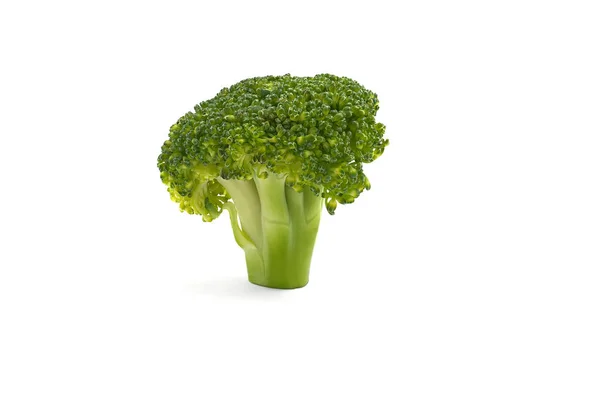Sehr detaillierter frischer Brokkoli, isoliert auf weiß. Nahaufnahme. — Stockfoto