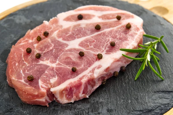 Slice of raw pork close-up, may be used as background — Stock Photo, Image